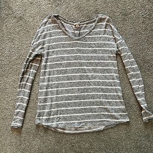 Light Weight Striped V-neck Sweater -XS